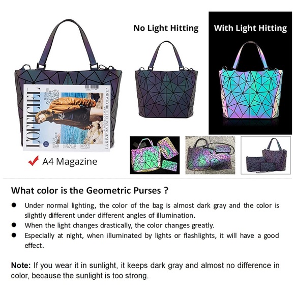 Geometric Luminous Handbag, Crossbody, Coin Purse - Picture 2 of 5